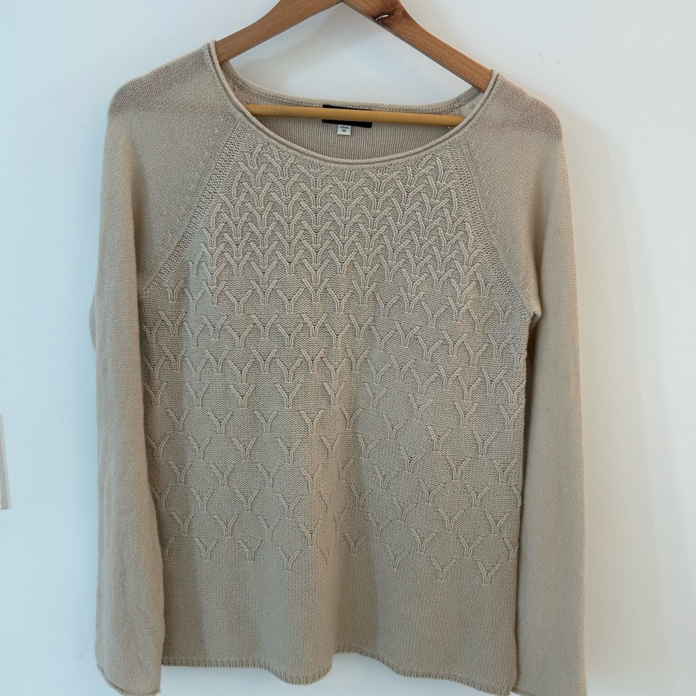 Forte Cashmere Light Tan Crew Neck Sweater